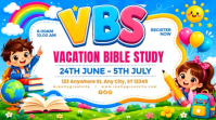 White Joyful Vacation Bible Study Digital Display Video template