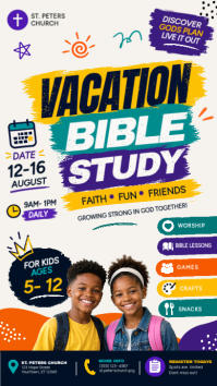 White Joyful Vacation Bible Study Instagram Story template