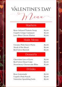 White Joyful Valentine's Day Menu A5 template