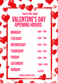 White Joyful Valentine's Day Opening Hours  A2 template