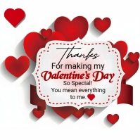 White Joyful Valentine's Day Thank You Cards Square (1:1) template