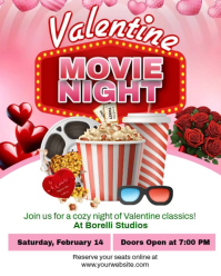 White Joyful Valentine's Movie Night  Instagram Portrait template