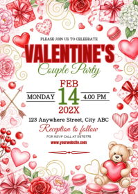 White Joyful Valentine's Party A6 template