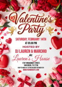 White Joyful Valentine's Party A6 template