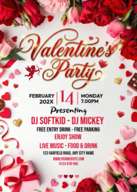 White Joyful Valentine's Party A6 template