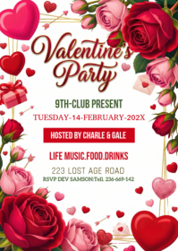 White Joyful Valentine's Party A6 template