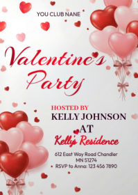 White Joyful Valentine's Party A6 template