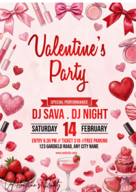 White Joyful Valentine's Party A6 template