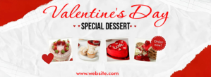 White Joyful Valentine's Special Dessert Design  Facebook Cover Photo Facebook-coverfoto template
