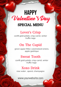 White Joyful Valentine’s Day Menu Template A6