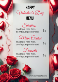 White Joyful Valentine’s Day Menu Template A6