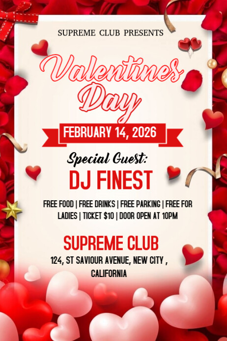 Copy of White Joyful Valentine’s Day Party Poster | PosterMyWall