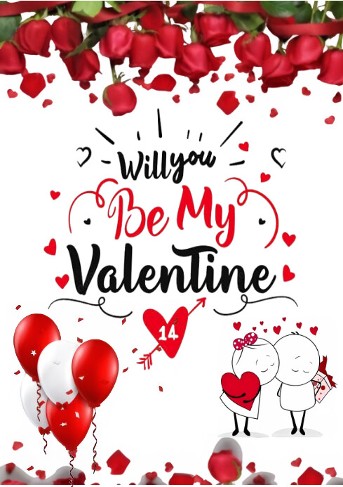 Copy of White Joyful Valentine A4 | PosterMyWall