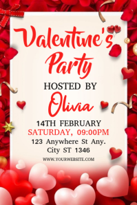 White Joyful  Valentine Night Party  Poster template