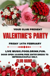 White Joyful Valentine Party  Pinterest Graphic template