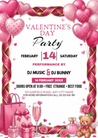 White Joyful Valentines Day Party A6 template