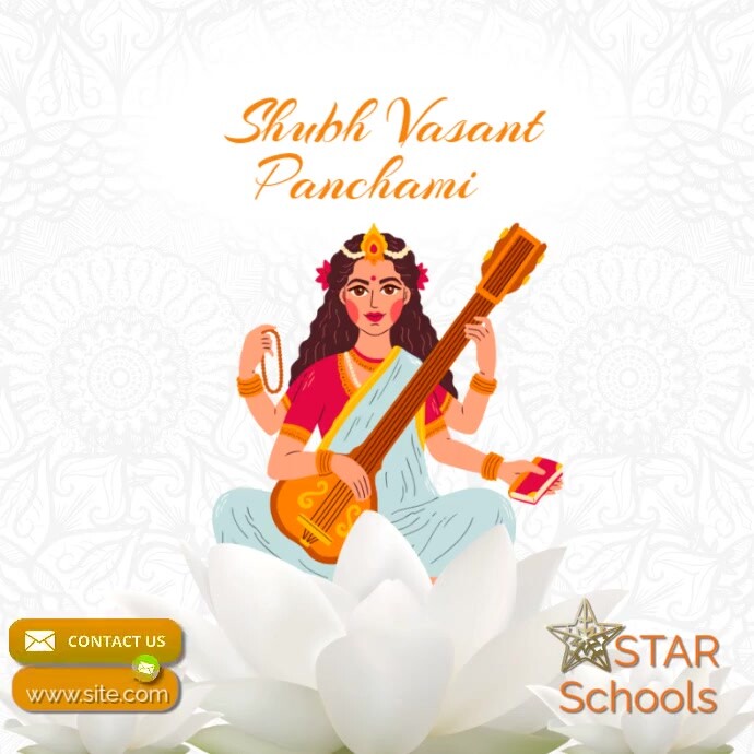 White Joyful Vasanth/basanth Panchami Instagram Post template