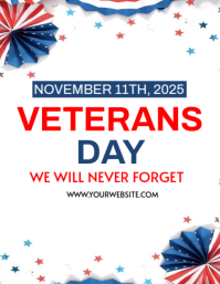 White Joyful Veterans Day  Flyer (us Letter) template