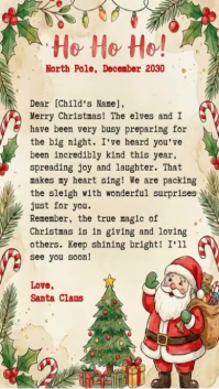 White Joyful Vintage Letter From Santa Instagram Story template