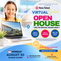 White Virtual School Open House โพสต์บน Instagram Template