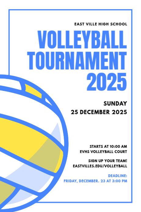 White Joyful Volleyball Poster Template | PosterMyWall