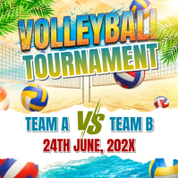 White Joyful Volleyball Tournament Instagram Post Instagram-bericht template