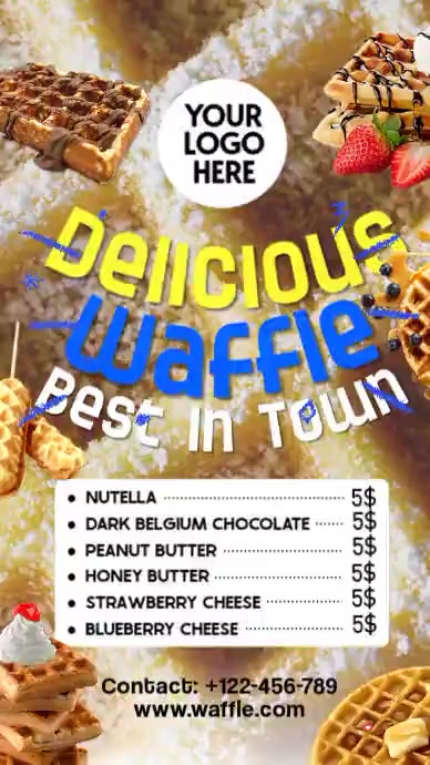 White Joyful Waffle Menu Instagram Reel Video Template | PosterMyWall
