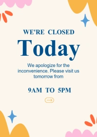 White Joyful We're Closed A6 template