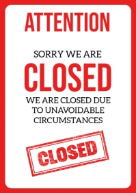 White Joyful We Are Closed A4 template