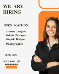 White Joyful We Are Hiring  Instagram Portrait template