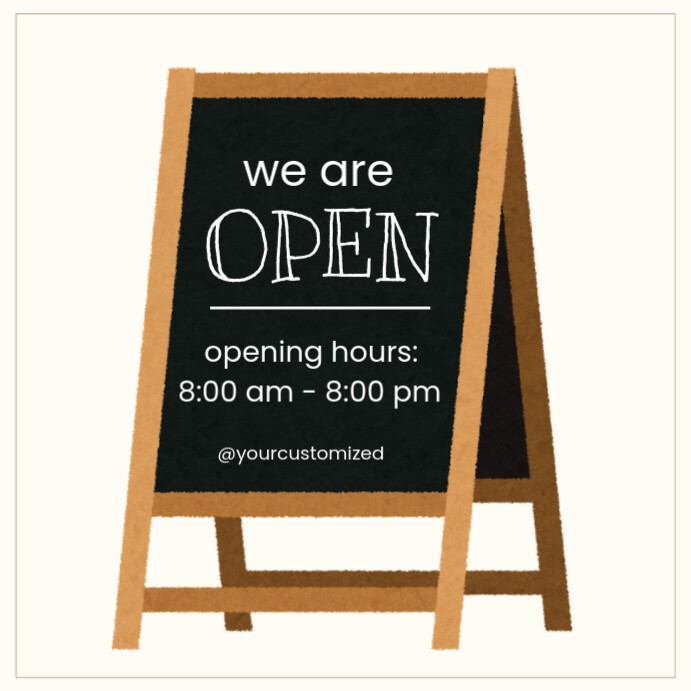 White Joyful We Are Open Instagram Post template