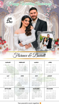 White Joyful Wedding Anniversary Calendar 2026 Instagram Story template