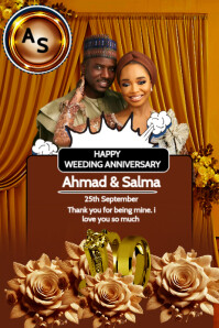 White Joyful Wedding Anniversary Flyer  Pinterest Graphic template