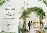 White Joyful Wedding Invitation A4 template