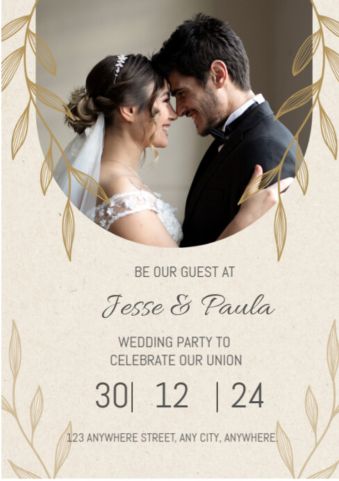 Copy of White Joyful Wedding Invitation A5 | PosterMyWall