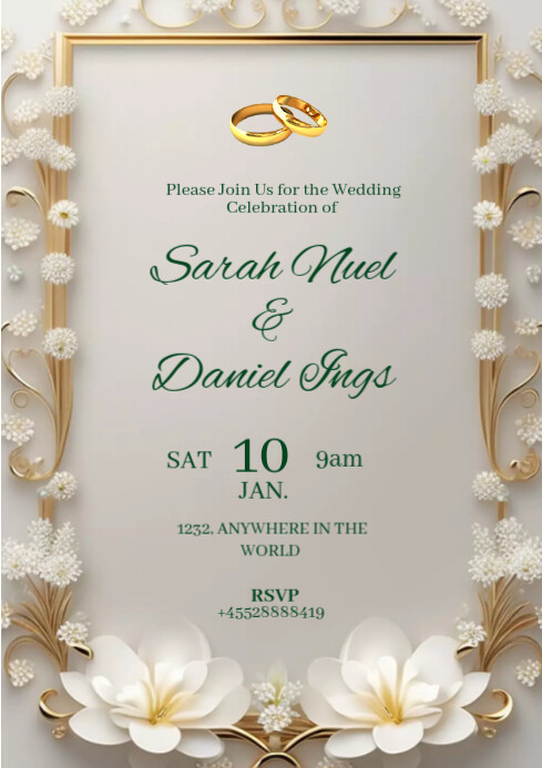 Copy of White Joyful Wedding Invitation Card A4 | PosterMyWall