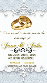 White Joyful Wedding Invitation Card  Busines template