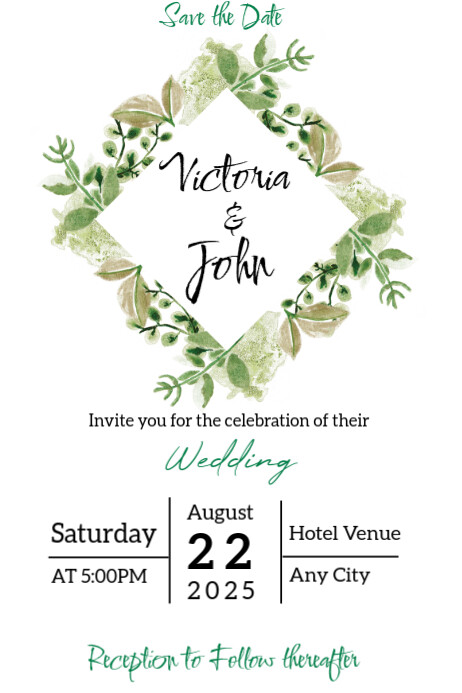 White Joyful Wedding Invitation Card Poster template