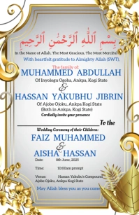 White Joyful Wedding Invitation Card  Tabloid template