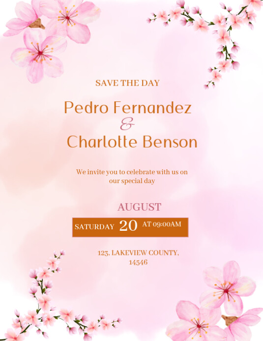 White Joyful Wedding Invitation Cards  Flyer (us Letter) template