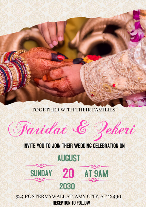 Copy of White Joyful Wedding Invitation Flyer A4 | PosterMyWall