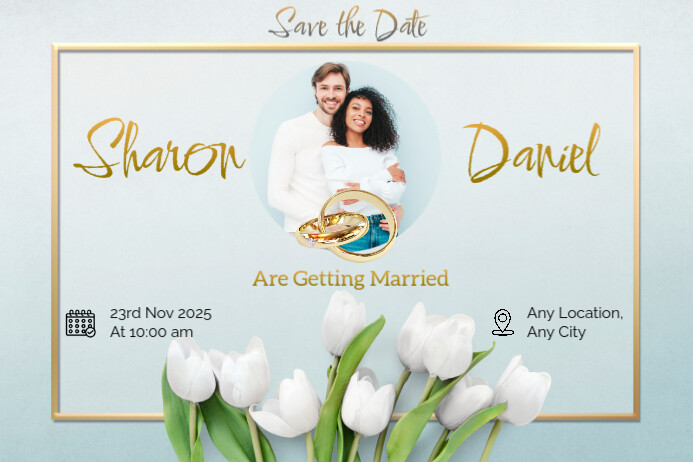 White Joyful Wedding Invitation Poster template