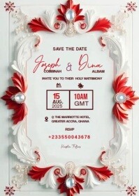 White Joyful Wedding Invitation Templates A4