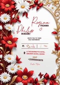 White Joyful Wedding Invitation Templates A4