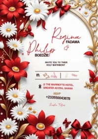 White Joyful Wedding Invitation Templates A4