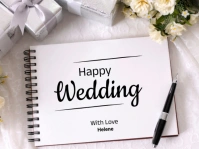 White Joyful Wedding  Yard Sign ป้ายสนาม template