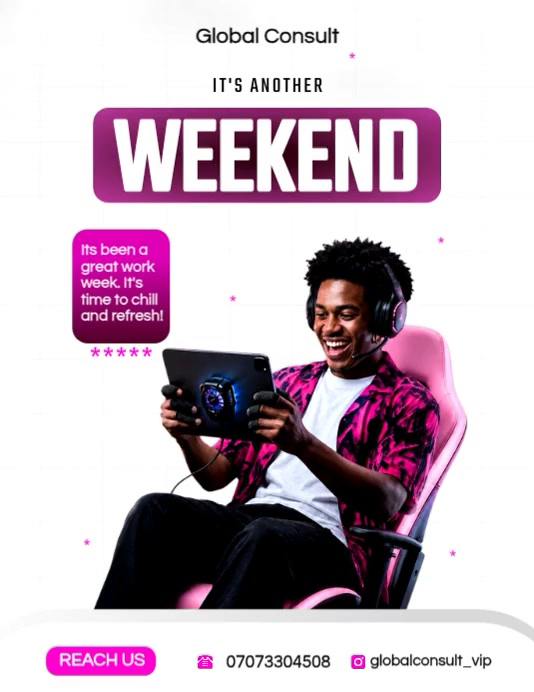 White Weekend Relaxation Flyers Template | PosterMyWall