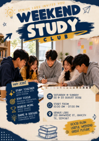 สีขาว Weekend Study Club A4 Template