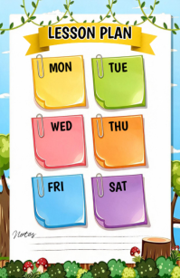 สีขาว Weekly Lesson Plan Tabloïd Template