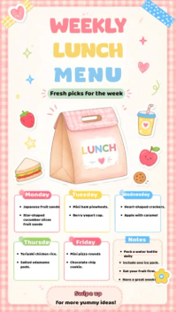 White Joyful Weekly Lunch Menu Instagram Story Video template